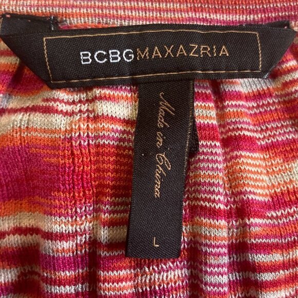 BCBGMaxAzria SZ L Reds & White Silk Blend oversized sweater retro Y2K - Picture 5 of 7